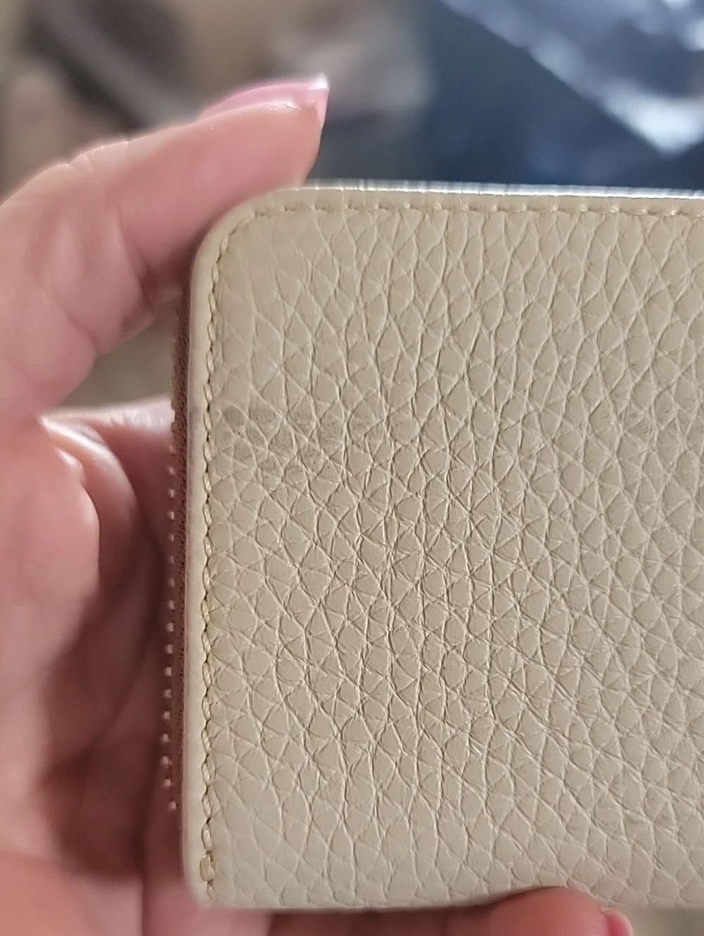 Dooney & Bourke  Pebbled Leather Zip-Around Wallet In Bone